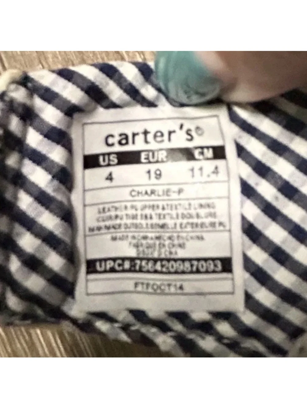 NWT Toddler Carter’s Grey Sneakers Easy On & Off Size 4